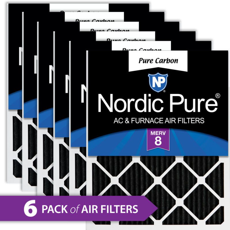 Nordic Pure 18x20x1 Exact MERV 8 Pure Carbon Pleated Odor Reduction AC Furnace Air Filters 6 Pack 