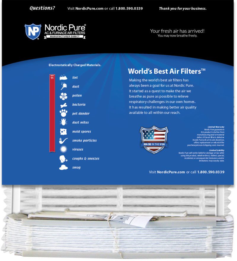 image of the back of a Nordic Pure pleated air filter